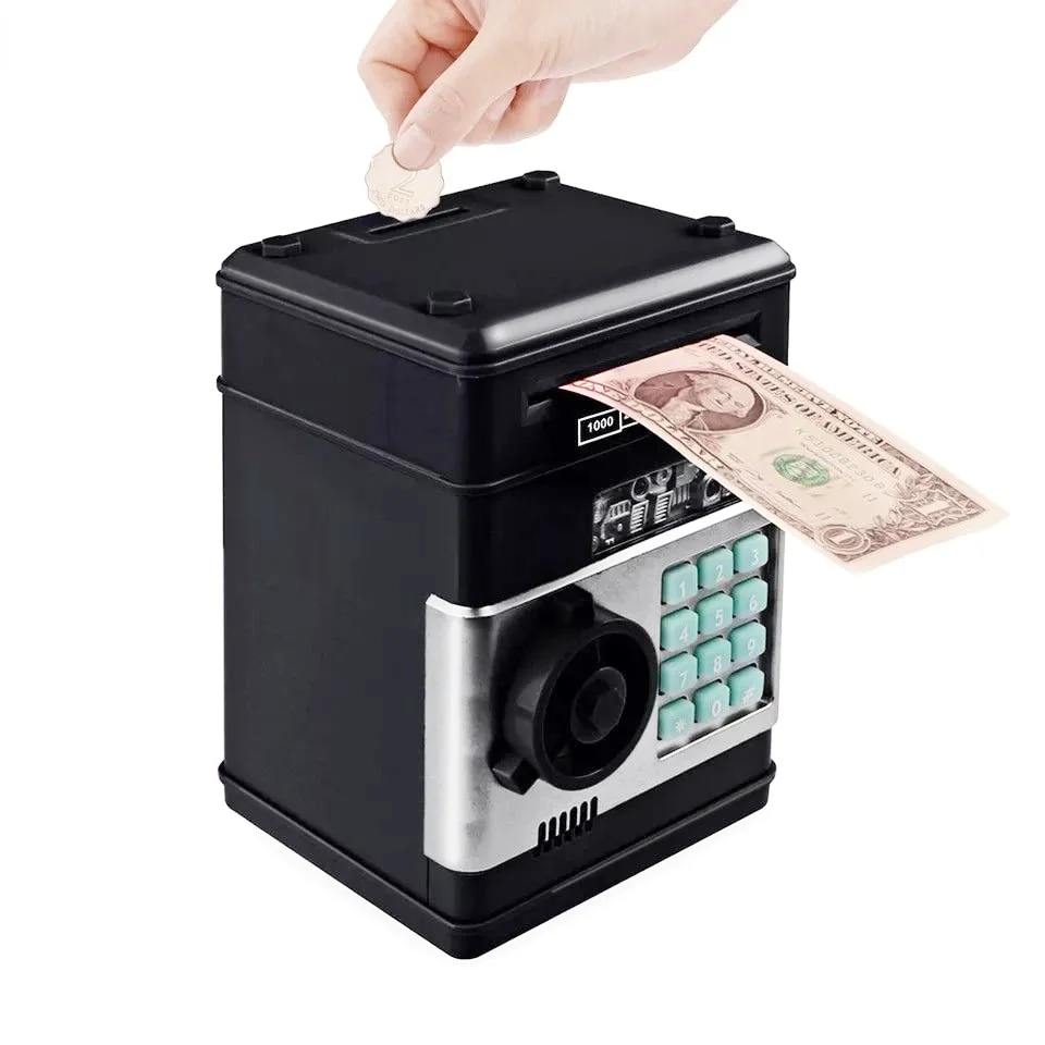 

Electronic Piggy Bank ATM Password Money Box Cash Coins Saving Box ATM Bank Safe Box Automatic Deposit Banknote Christmas Gift