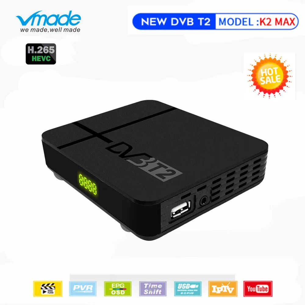 Full HD 1080p DVB-T2 K2 MAX поддержка IP tv цифровой наземный ТВ-приставка H.265/HEVC встроенный RJ45 LAN DVB T2 ТВ-приёмник
