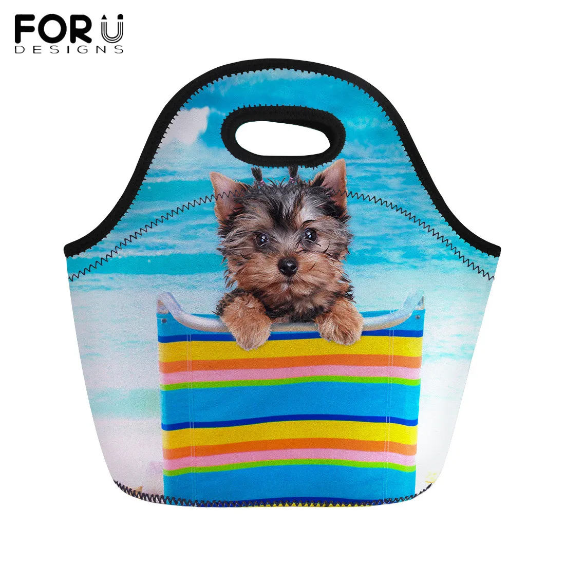 

FORUDESIGNS Cute Yorkshire Terrier Print Lunch Bag for Boy Girls School Meal Bag Personality Lunch Box Picnic Keep Warm Food Bag