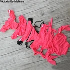 Женское сексуальное Бразильское Бикини нижнего размера плюс, красные трусики, женские стринги с низкой талией и оборками