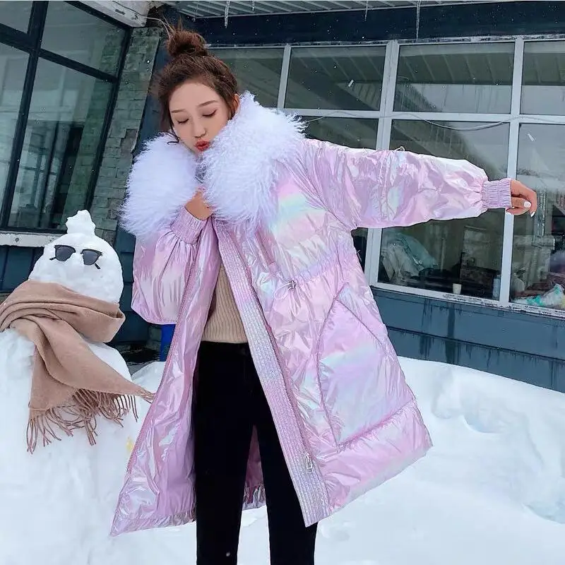 

Winter Duck Down Jacket Women Pakra New 2020 Winter Women Down Coat Long Slim Big Fur Collar Thick Warm Coats Female Jackets