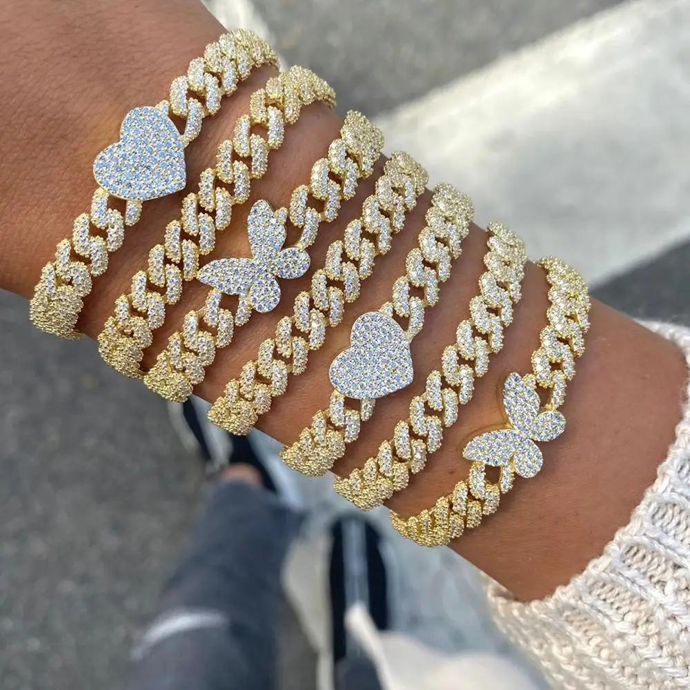 

Женский браслет из кубинской цепи, золотистый и серебристый браслет с кубинской бабочкой, украшение для лета, 2022