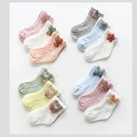 3pclot newborn baby socks cotton spring autumn summer mesh thin section cute cartoon mesh breathable tube socks