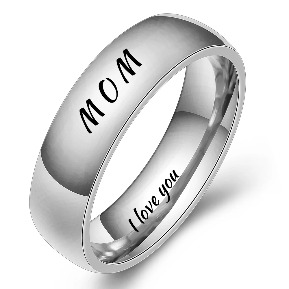 6mm MOM-S Семья для папы и сына, одежда для мамы и дочки с гравировкой выразить свою любовь память подарок кольцо Высокое качество Нержавеющая сталь ювелирные изделия Для женщин и мужчин кольца - Цвет основного камня: 6mm MOM-S