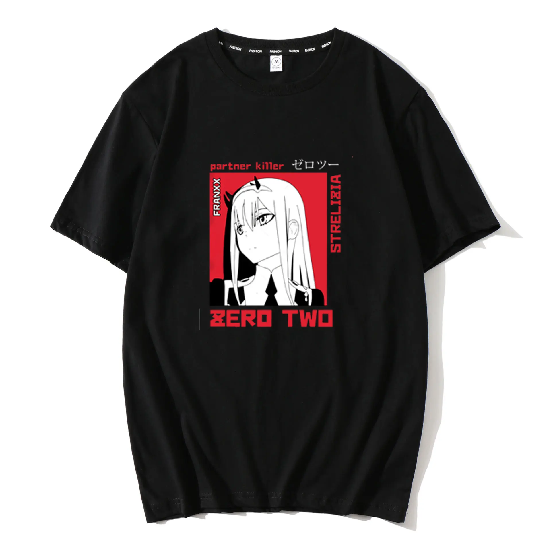 

Darling In The Franxx Anime Zero TWO Kawaii Cartoon Print Tops Casual New Summer T-shirt Loose Harajuku Japan Chic Men Tees
