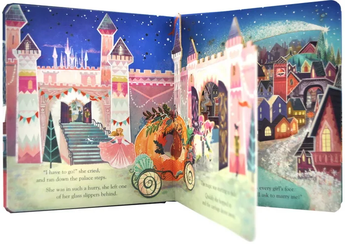 Детская книга Usborne Peep Inside сказка Золушка учим английский 3D лоскут картина книги с