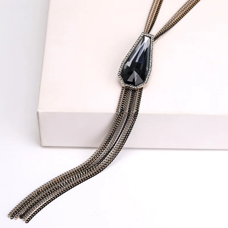 Элегантная сексуальная Длинная цепочка для свитера с кисточками простая