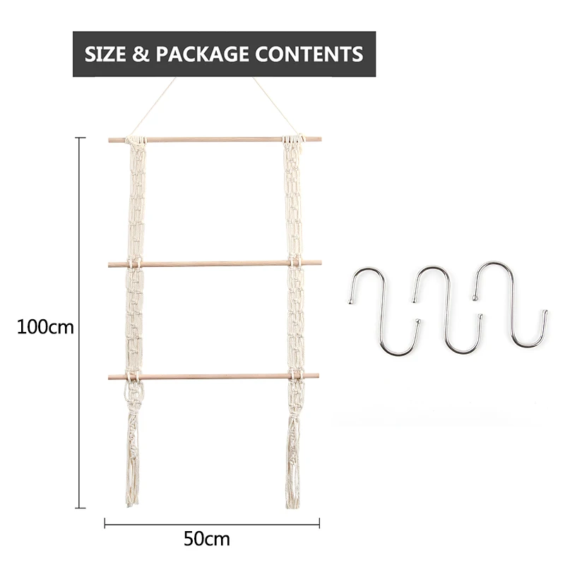 

Bohemian Handmade Macrame Tapestry Wall Hanging Cotton Cord Art Tapestry Beige Door Shelf Crafts Home Primitive Decor