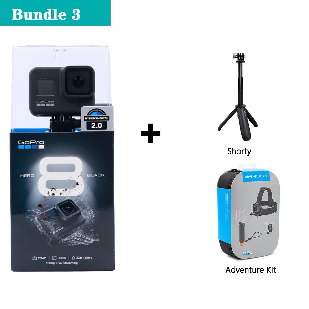 Bundle 3 GoPro HERO 8 черная экшн-камера Профессиональная водонепроницаемая Спортивная камера 4K видео Cam Live Streaming Deportiva - Цвет: Bundle 3