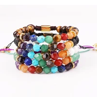 new design high quality 7 chakra stone beads lava energy healing yoga beaded adjustable macrame bracelet women men