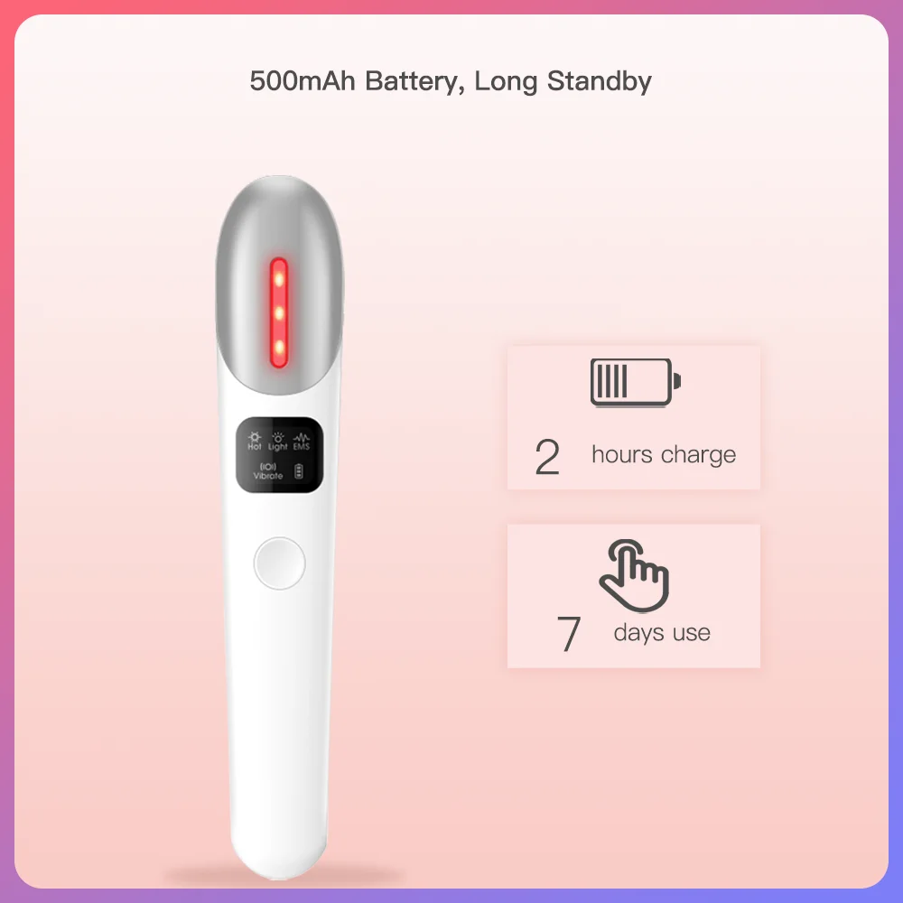 

E02 EMS Eye Massager Vibration Red Light Therapy Anti Wrinkle Remove Dark Circle Anti Aging Micro Current Eye Beauty Instrument
