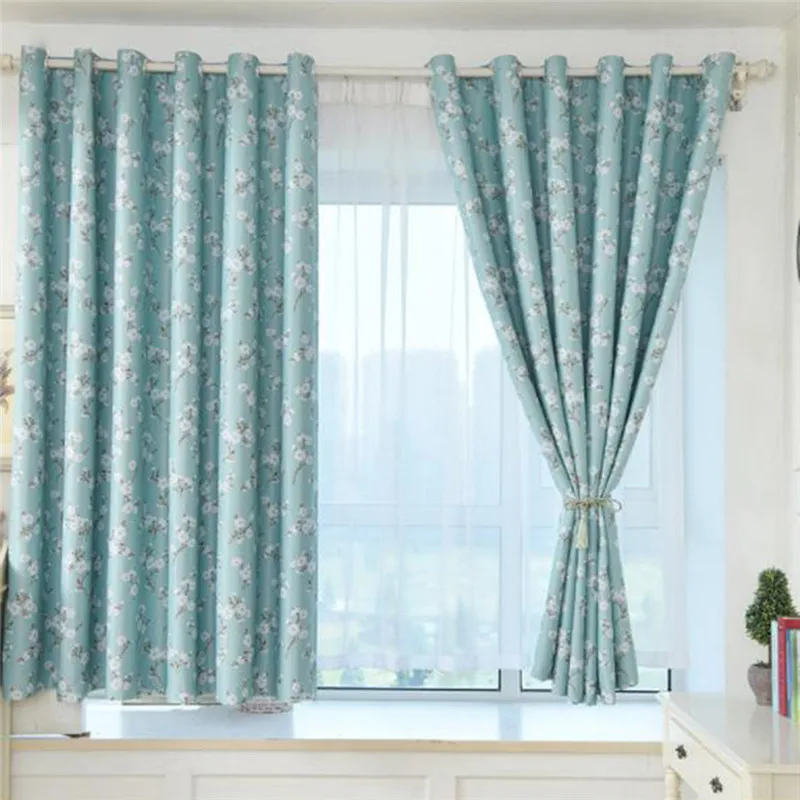 Занавески для гостиной детская спальня зеленый принт полиэстер занавески
