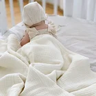 Детские одеяла, органическое муслиновое одеяло для новорожденных, хлопковое однотонное банное полотенце, Одежда для младенцев, одеяло для мальчиков и девочек, стеганое одеяло