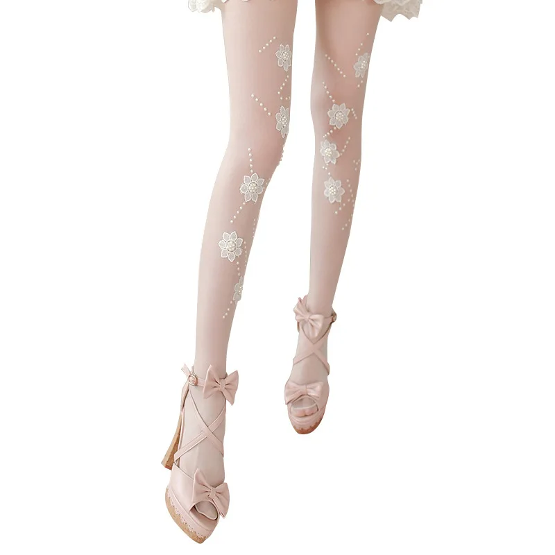 Thick Winter Pantyhose Women's Warm Tights Stockings Floral Pearls Female Clothes Fashion Casual Striped Tights Girls Leggings