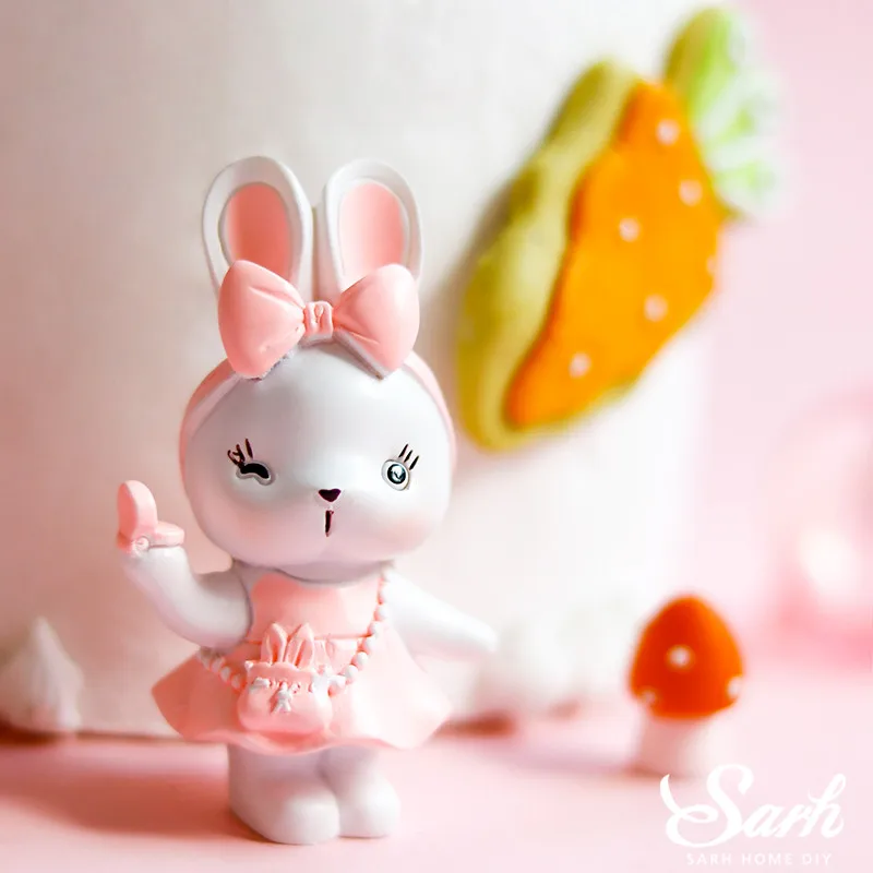 Розовое платье украшение кролика морковный венок арка торт Toppers с днем рождения