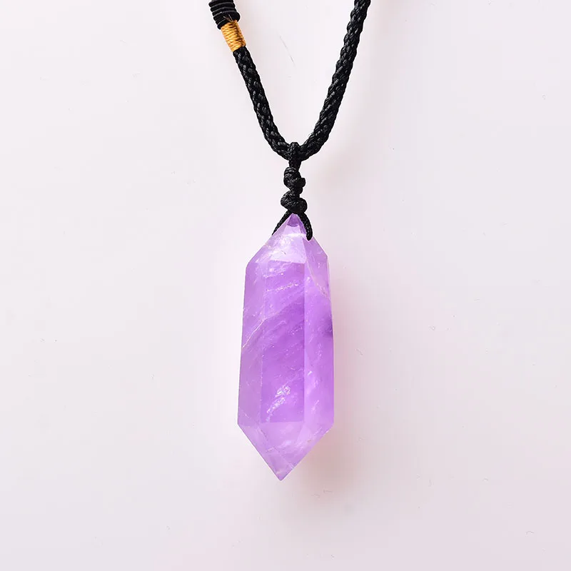 

Natural Crystal Pendant Jewelry Amethyst Stone Point Healing Purple Souvenir For Men Women Jewelry Gift Fashion Simple Amulet
