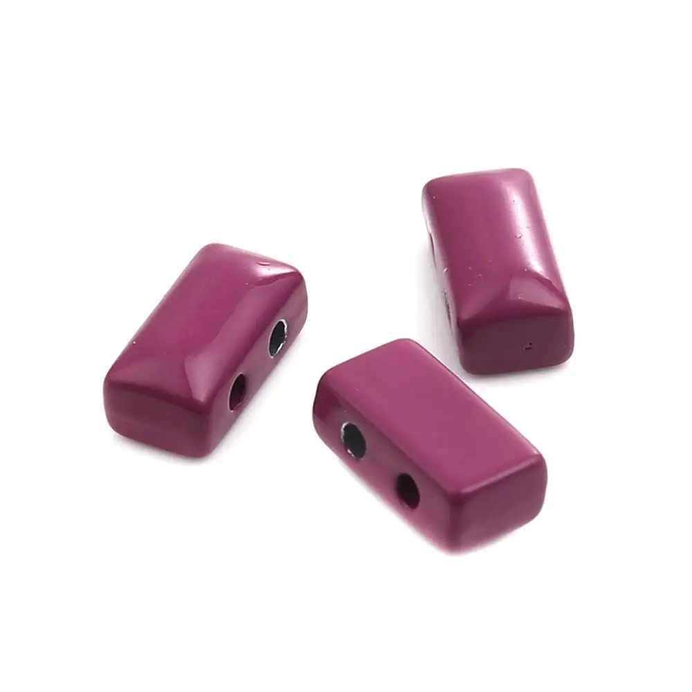DoreenBeads Fashion Zinc Based Alloy Enamel Spacer Beads Two Holes Rectangle White Jewelry DIY Charms About 12mm x 6mm 10 PCs | Украшения и