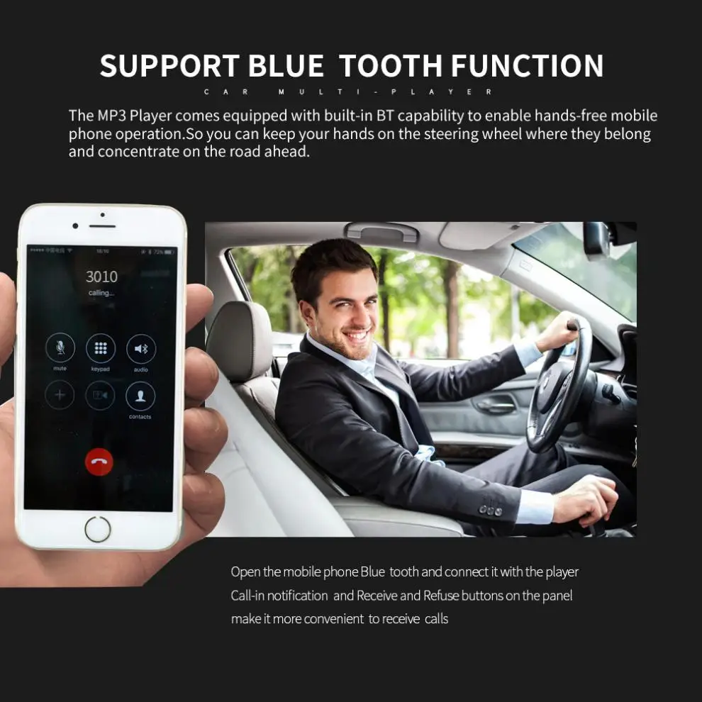 12 В Bluetooth Сенсорный экран автомобиля Радио MP3 плеер стерео аудио в тире Aux вход