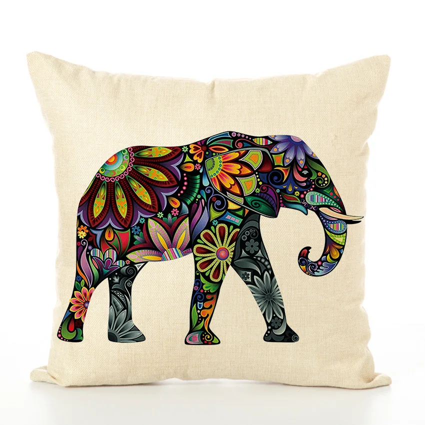 Новинка льняная наволочка с принтом в виде слона для кухонного стула