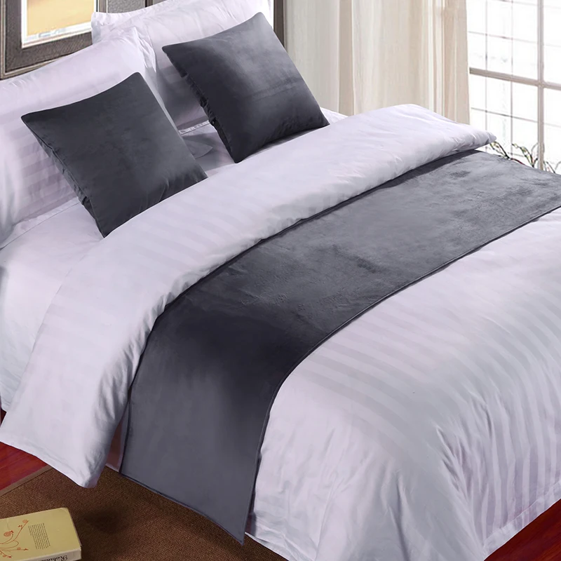 Luxury Velvet Bed Runner Scarf Tail Towel Home Hotel Bedroom Bedding Decor Twin/Queen/King | Bedspreads & Coverlets