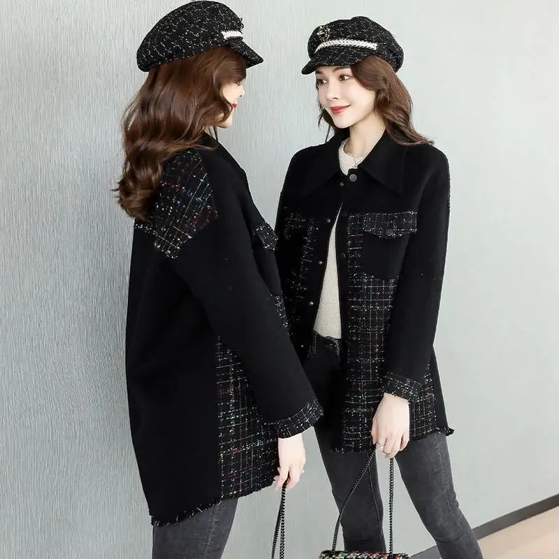 

2021 Autumn and Winter New Tweed Small Fragrance Jacket Women Loose Jacket Mid-length Small Casual Top Trend