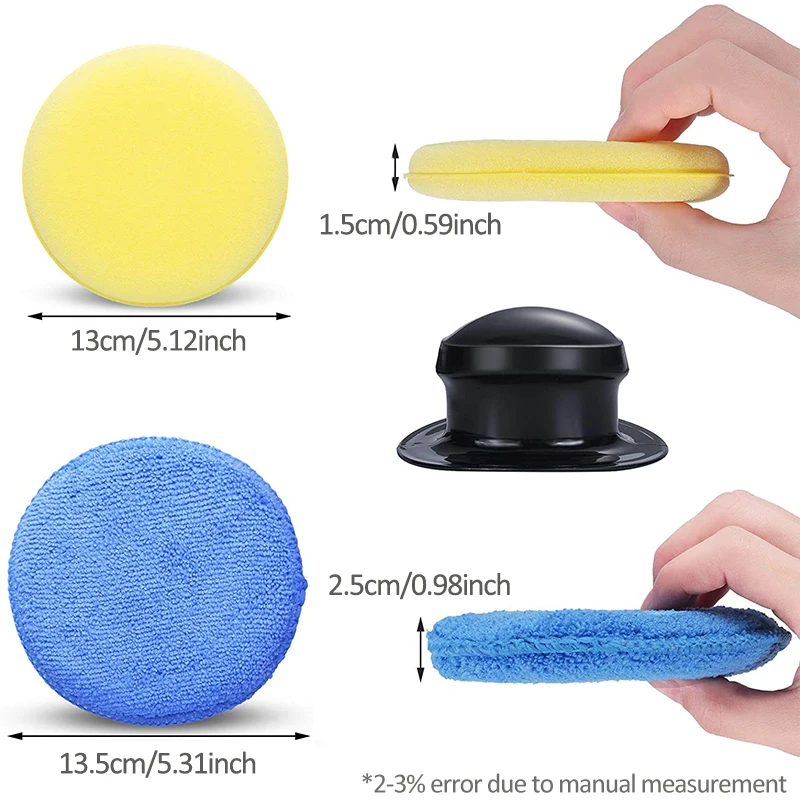 

3+1 Car Polishing Waxing Sponge Set Microfiber Waxing Pads With Handle High-Density Auto Detailing Applicator Pad Car Care Clean