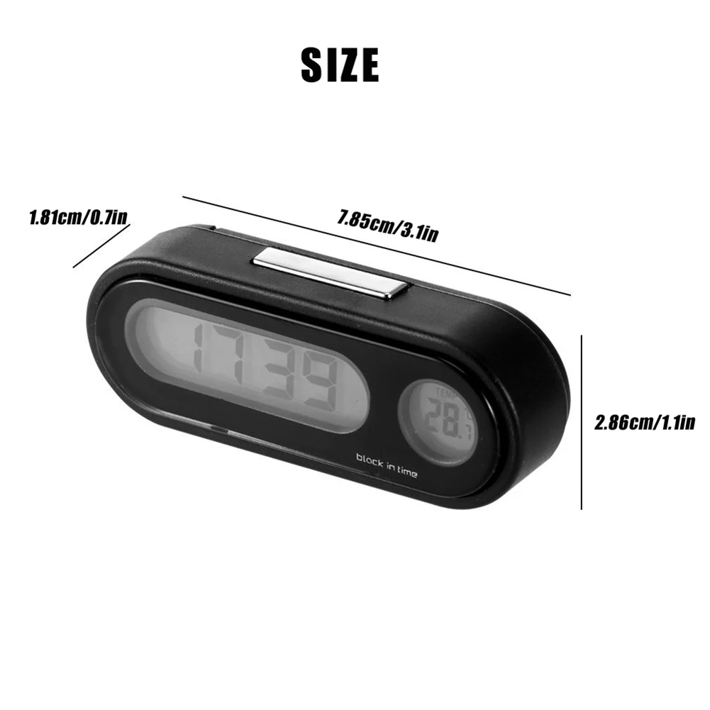 

Car Mini 2-in-1 Clip-on Digital Clock Thermometer with LCD Screen Car Accessories Digital Clock Thermometer