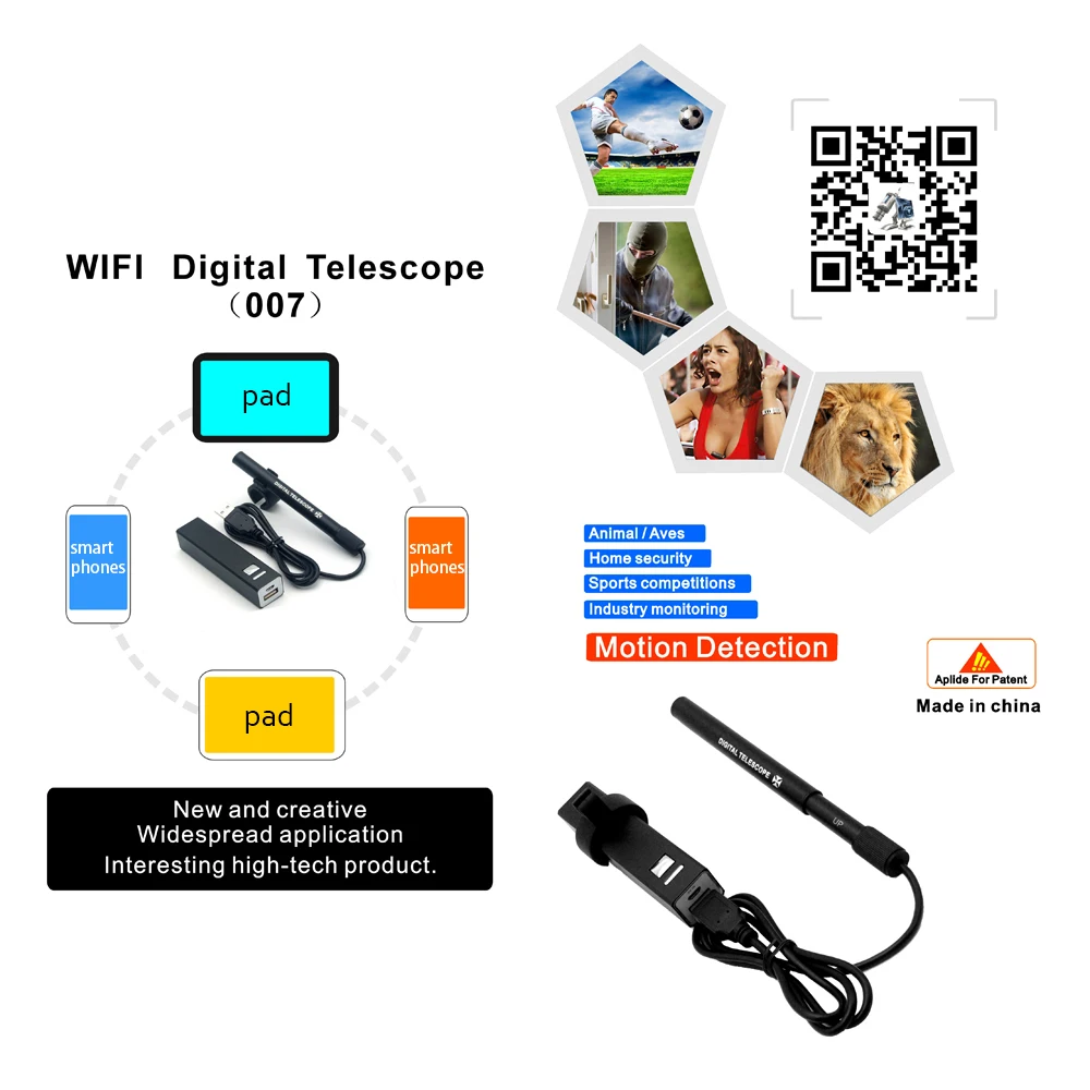 Smart WIFI Digital USB Rechargeable Telescope Monocular Adjustable Scalable Camera with Built-in Battery and Rubber Bracketb | Инструменты