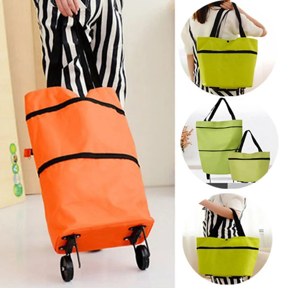 

New Shopping Trolley Bag Portable multi-function Oxford Folable Tote bag Shopping Cart Reusable Grocery Bags with Wheels
