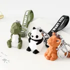 Брелок для ключей с подвеской в виде динозавра, единорога, кролика, медведя, кота, для женщин и мужчин, изящная Подвеска для автомобильных ключей