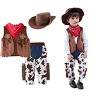 Крутой полный набор детский ковбойский костюм Западная форма ковбоя Хэллоуин День рождения Косплей костюмы