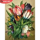 Алмазная живопись HUACAN, живопись с цветами тюльпанов, полноразмернаякруглая мозаика, вышивка крестиком, настенные наклейки