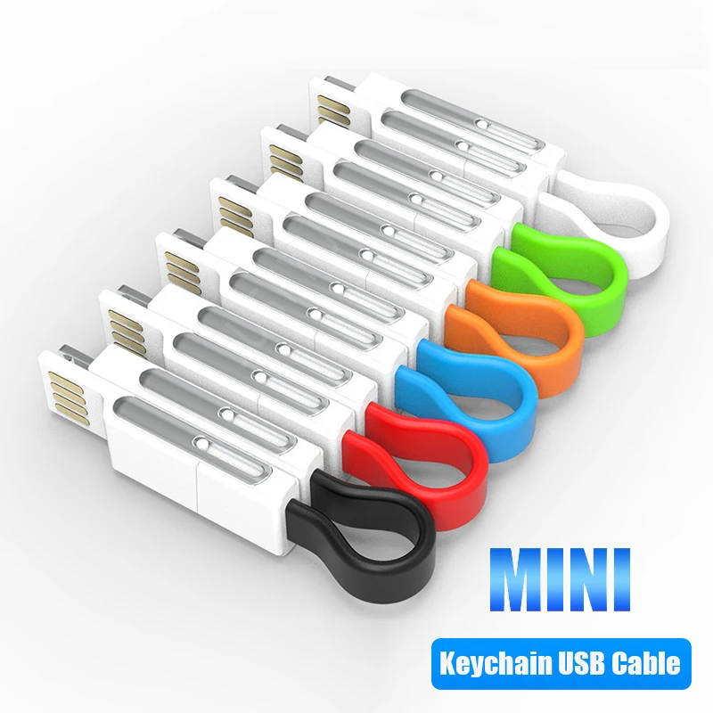 4 in 1 Magnetic Keychain USB Cable Micro USB Charge Wire USB Type C 8Pin Portable Short Power Bank Data Cord For iPhone Android