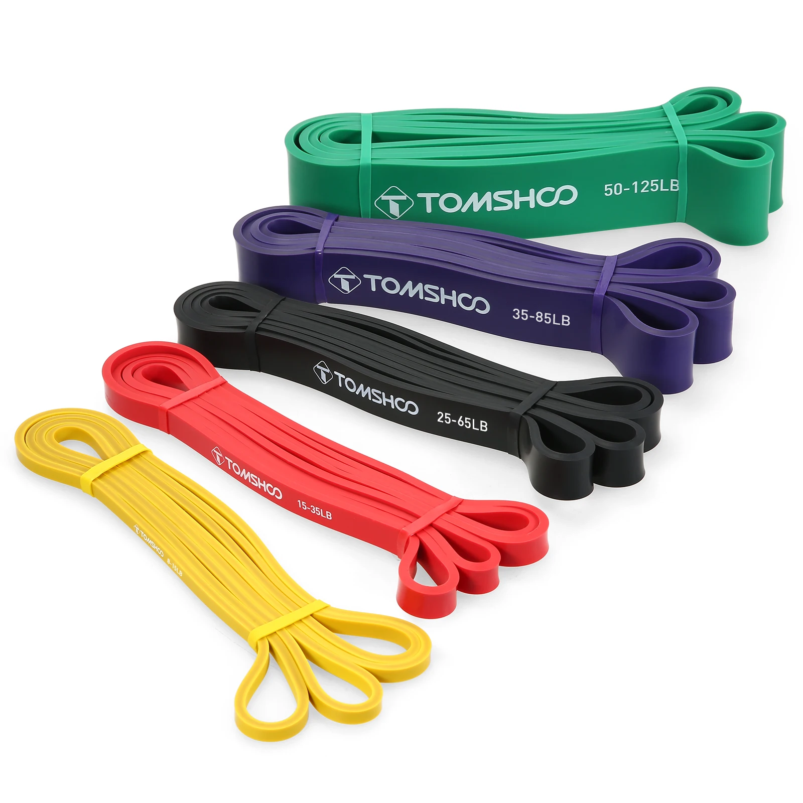 

TOMSHOO 4pcs Exercise Stretch Bands Set Pull Up Assist Bands Powerlifting Workout Resistance Loop Bands with Carry Bag