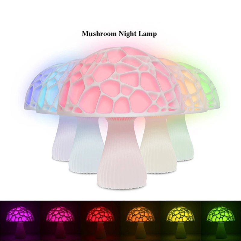 

Creative 3D Printing Mushroom Night Lamp Colorful Rechargeable Night Light for Moon Lamp 16Colors Remote Dimming Holiday Gift