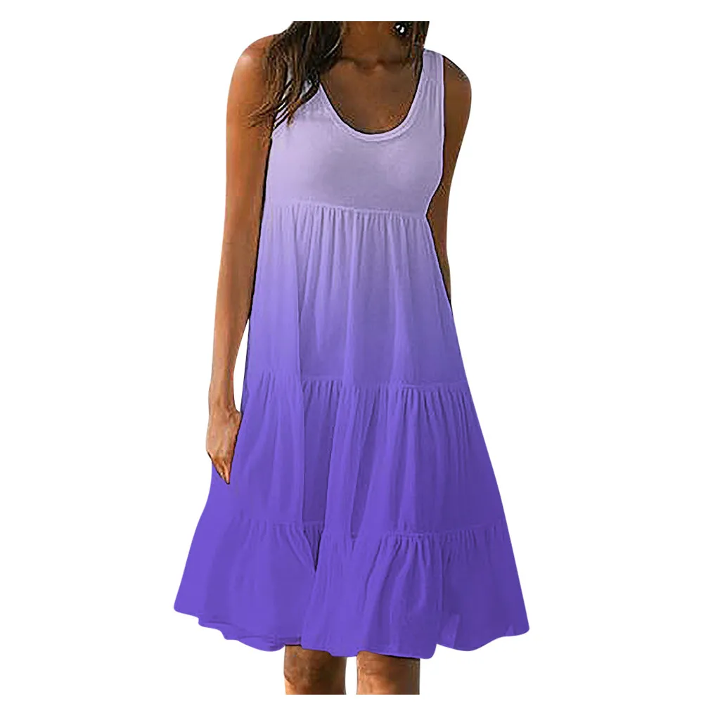 

Fashion Womens Dress Summer Holiday Casual Sleeveless O-Neck Print Dress Ladies Sexy Loose Party Beach Mini Dress