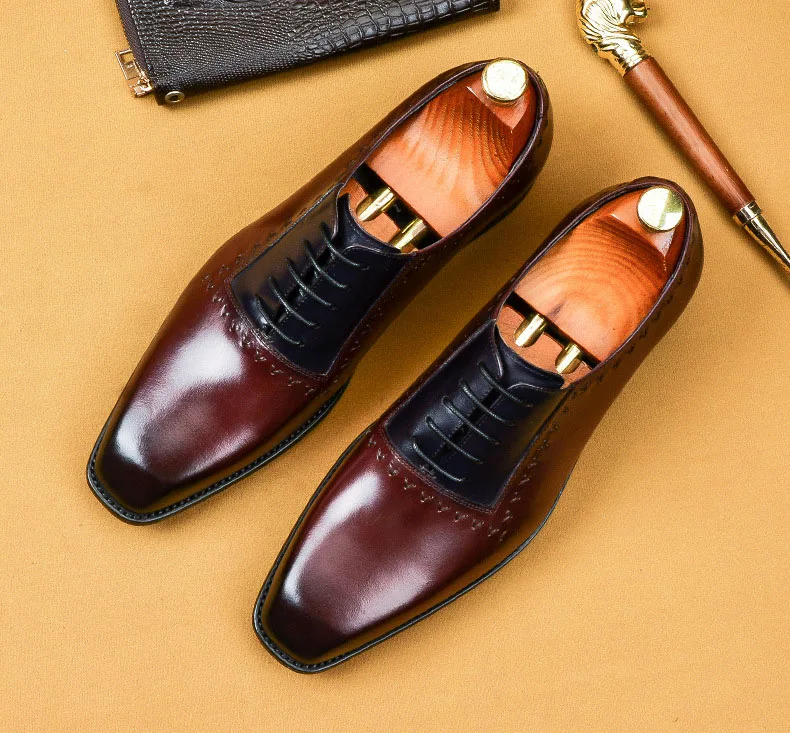 QYFCIOUFU Italian Mens Dress Shoes Genuine Leather Luxury Fashion Oxford Party Formal Business Wedding Office | Обувь