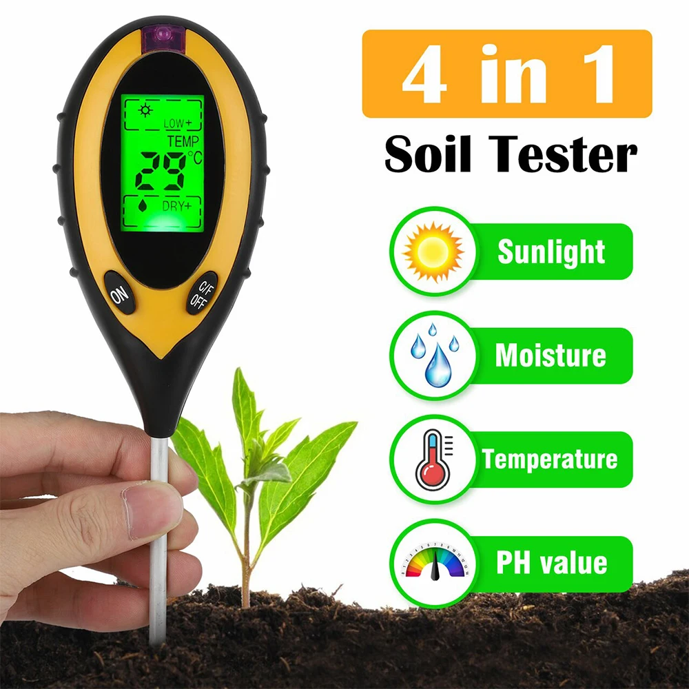 

4 in 1 Soil pH Tester PH Light Moisture Acidity Tester Soil Tester Moisture Meter Plant Soil Tester Kit PH Monitor Detector