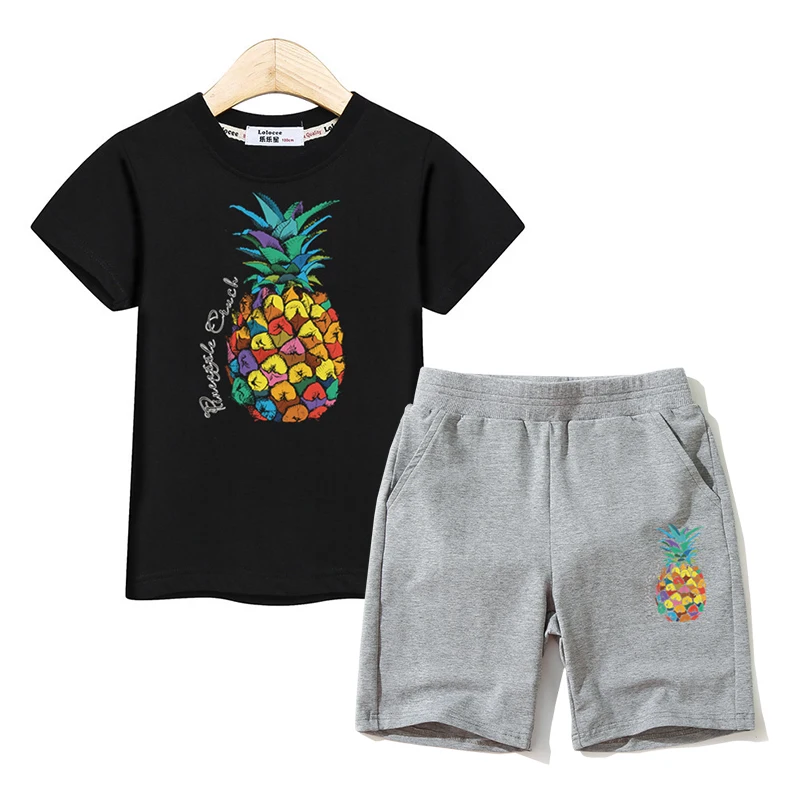 Стильная летняя одежда для детей костюм с рисунком ананаса дизайн праздничные