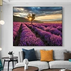 Постер с цветами лаванды, пейзаж, холст, живопись, скандинавский Декор для дома, настенные художественные принты, украшение для гостиной, пейзаж, картина