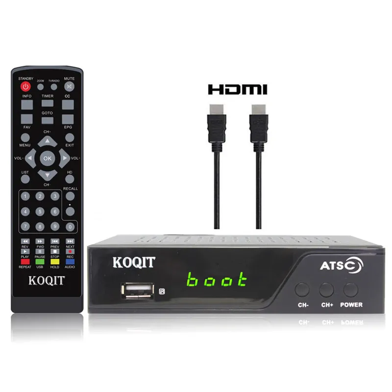 Эфирное ATSC цифровое тв-конвертер 1080P HDMI HD tv аналоговый 3/4CH чистый QAM кабельный приемник ТВ-тюнер внутренняя VHF UHF антенна