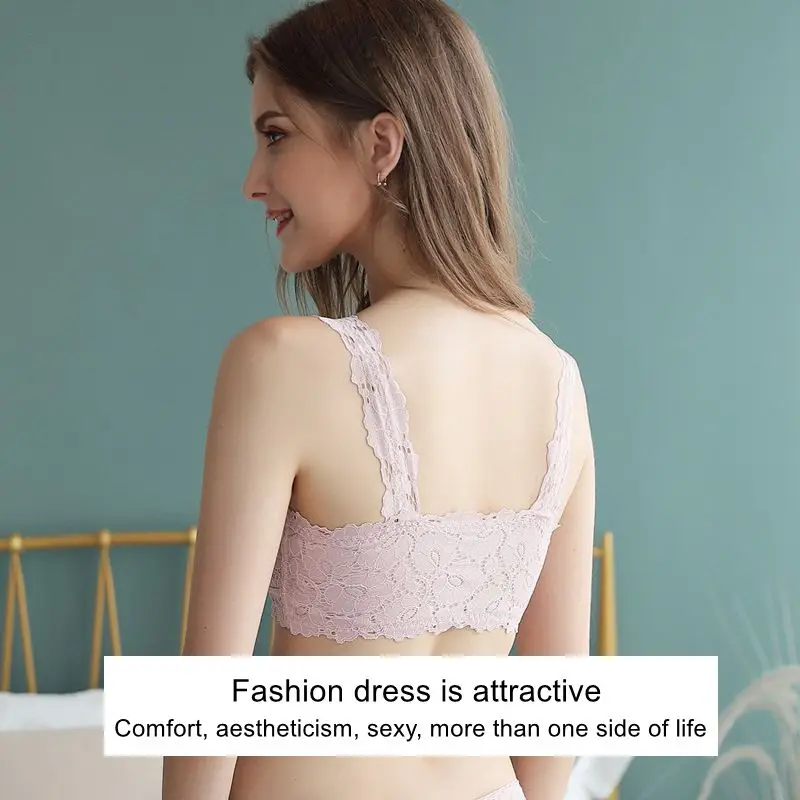 Lace Sexy Beautiful Back Underwear No Ring Front Buckle Zipper Bra Full Cup Large Collect Accessory Milk | Женская одежда