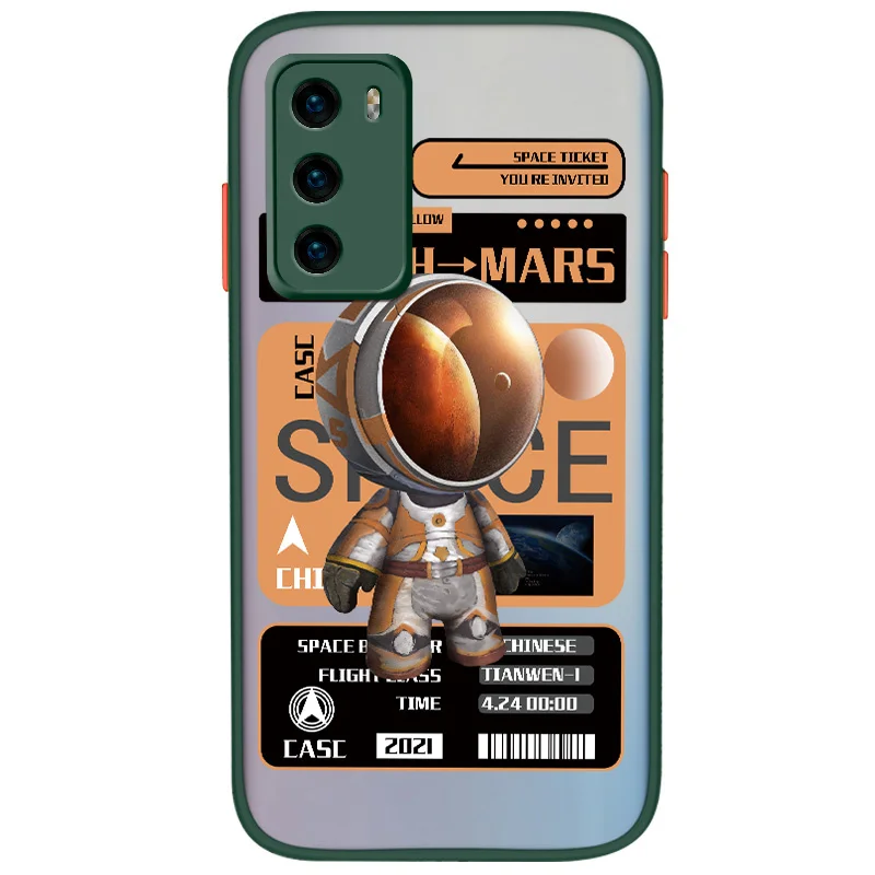 

Traveling Astronaut Liquid Silicone Phone Case For Huawei P40 P50 P30 P20 Pro Lite Mate 40 30 20 Pro Lite Nova 5t Y7A Back Cover