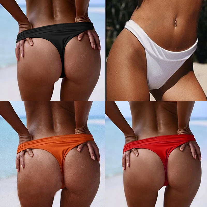 

Wholesale 2021 V shape sexy female swimwear women swim brief brazilian bikini bottom cheeky butt thong tanga panties underwear