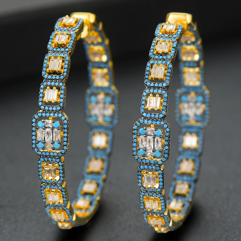 

SISCATHY Charms Elegant Big Statement Hoop Earrings For Women Trendy Cubic Zircon Wedding Bridal DUBAI Earrings Fashion Jewelry