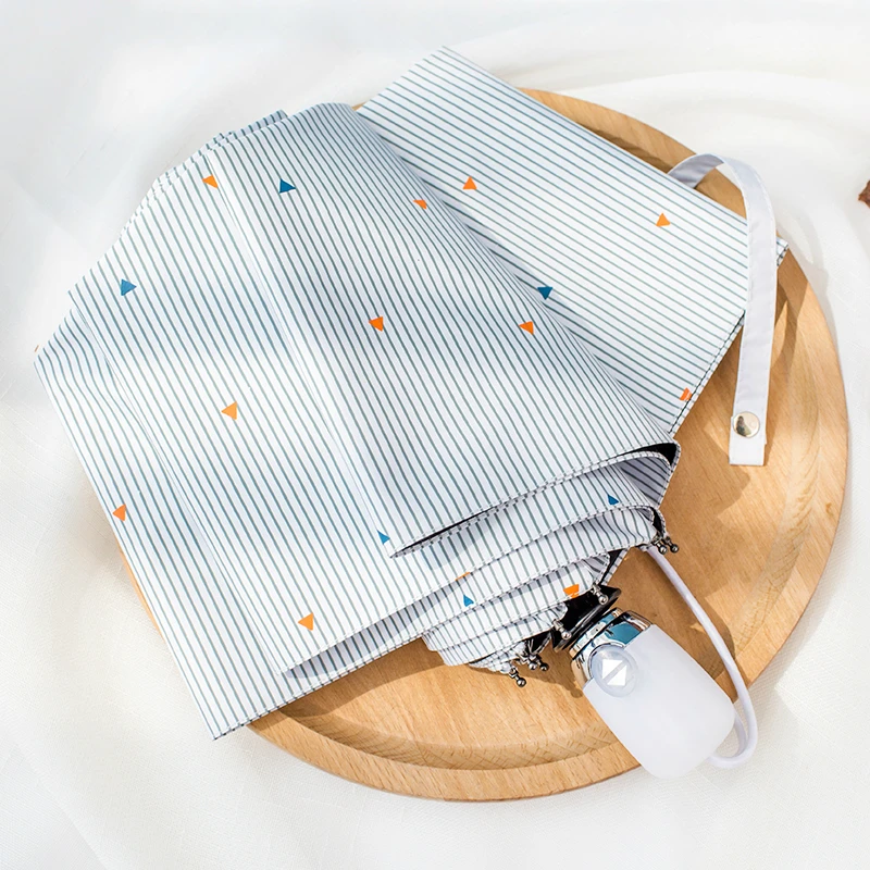 Складной Карманный Зонт в белую полоску ветрозащитные дождевые зонтики форме