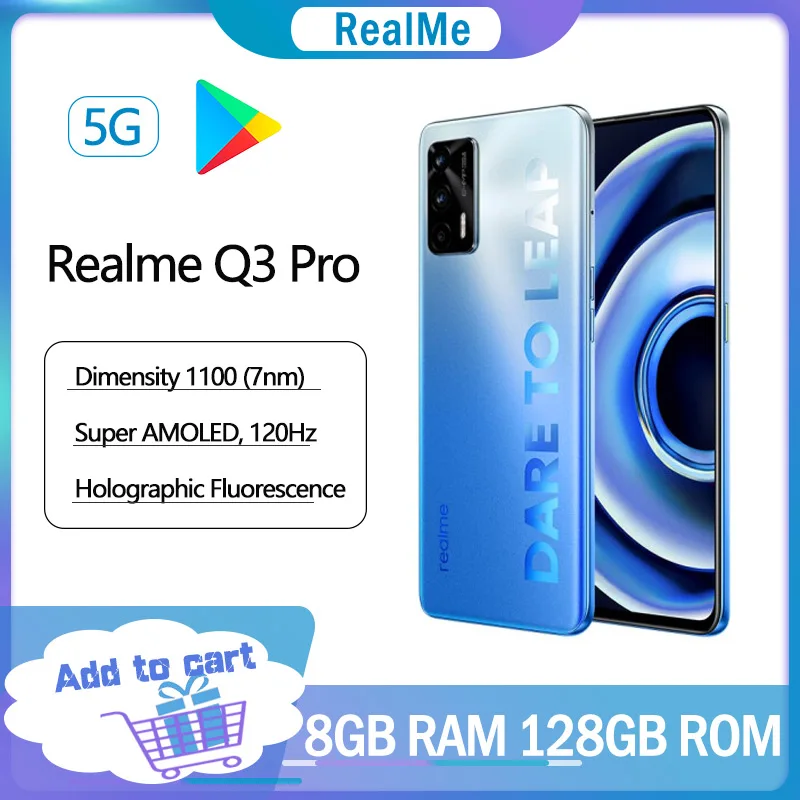 Перейти на Алиэкспресс и купить Новинка Оригинал Realme Q3 Pro 5G смартфон 8 ГБ 128 6,4 дюймов FHD + безрамочный экран Super AMOLED 120 Гц 4500 мА/ч, Батарея 64MP Камера 30 Вт Быстрый Зарядное устройс...