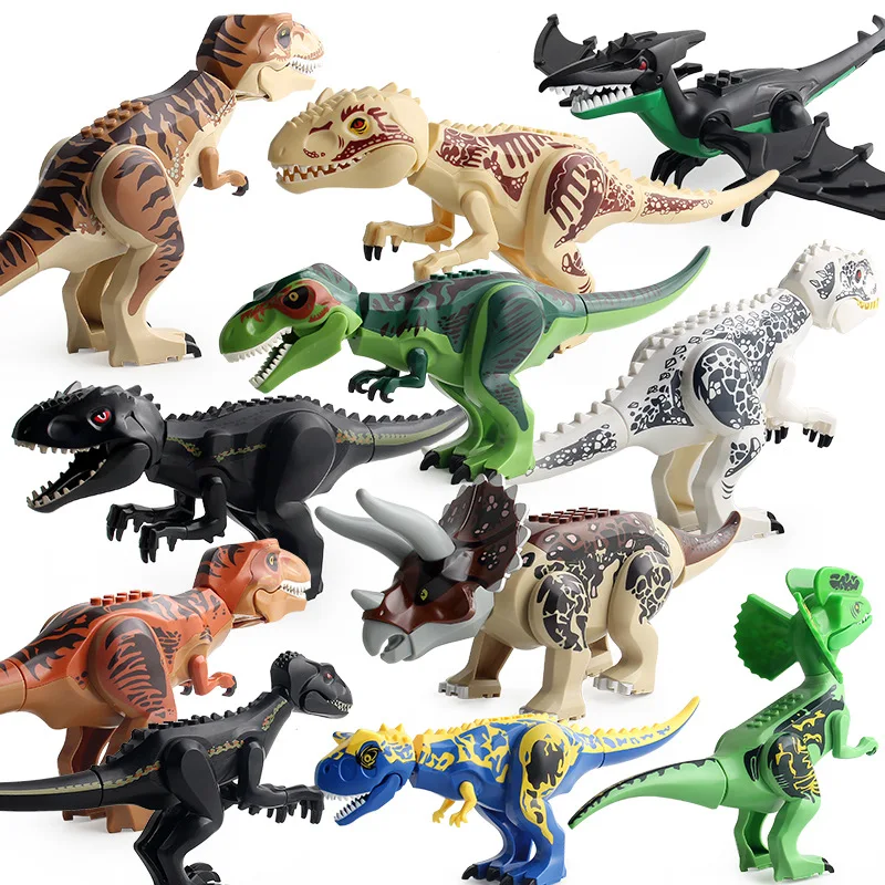 

Jurassic Dinosaur World Series Building Blocks Dino Park Velociraptor T-Rex Triceratops Indominus Rex Big Figures Bricks Toys