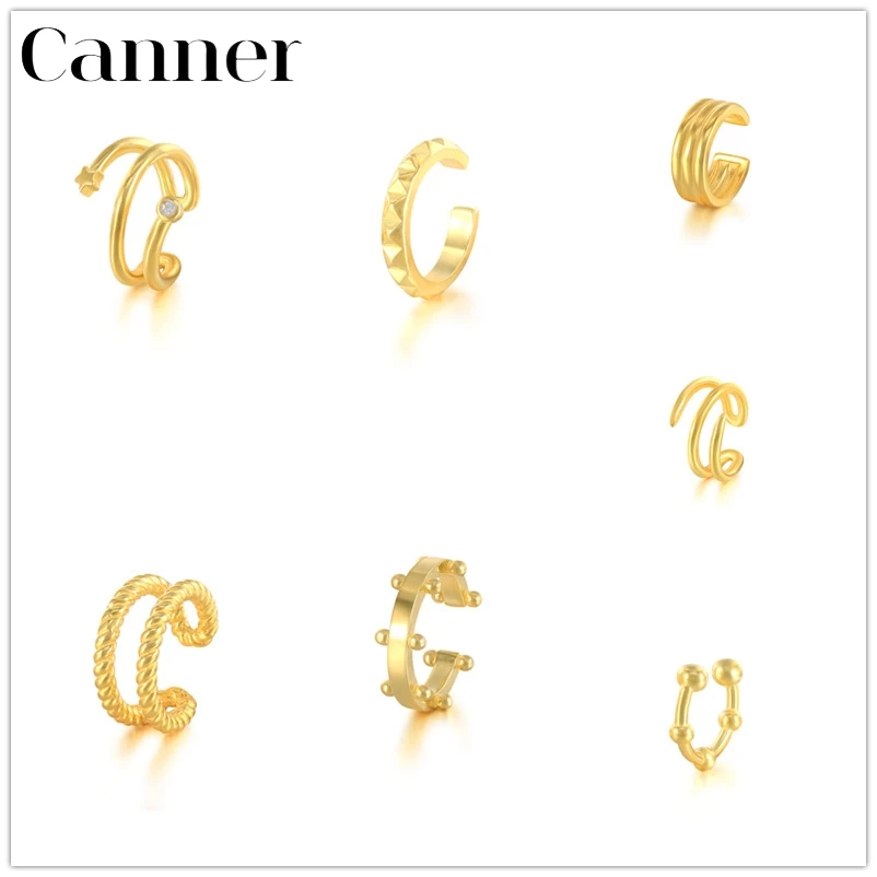 

Canner 1pcs Earcuff 925 Sterling Silver Earrings for Women Geometric Clip On Earrings No Piercing Cartilage Pendientes Plata W5