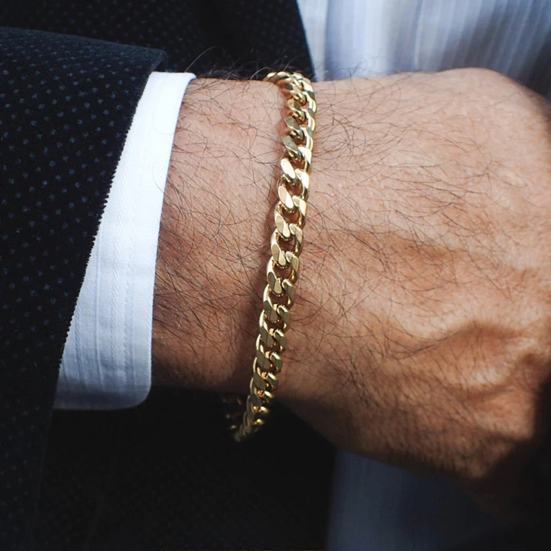 Мужской браслет MIAMI цепочка из нержавеющей стали с кубинскими звеньями для